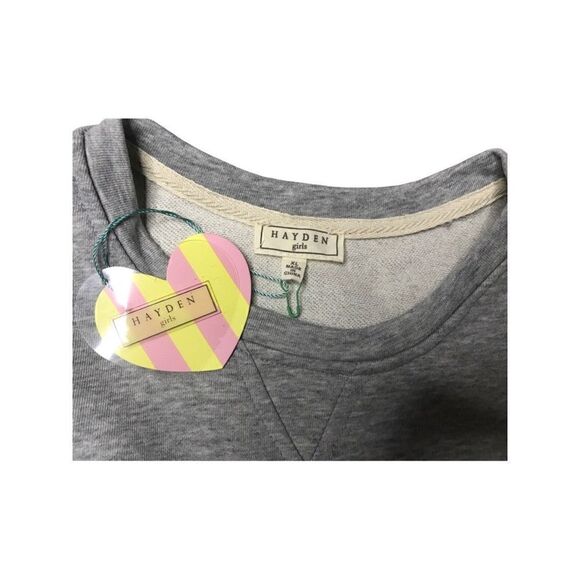Hayden Girls NWT Gray  Peek-A-Boo Long Sleeve Sweatshirt Tunic Pockets Size XL - Picture 3 of 8